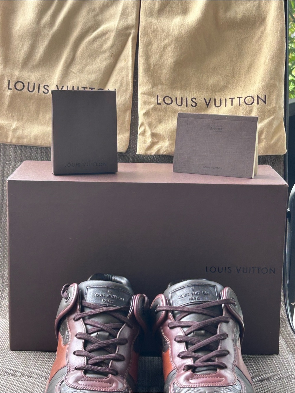 Louis Vuitton Men's vintage Leather Sneakers in Burgundy and Brown